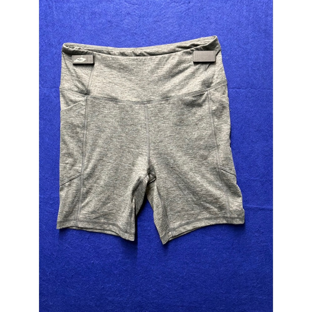 Active Womens Avia Biker Shorts Medium Gray Heathered High Rise Pockets
